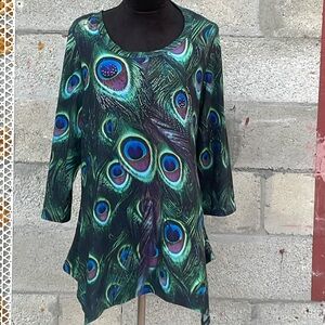 Peacock Feather Print Women's Top